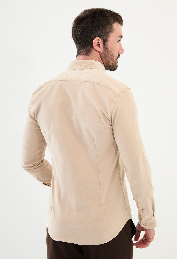 Special Design Slim Fit Beige Shirt