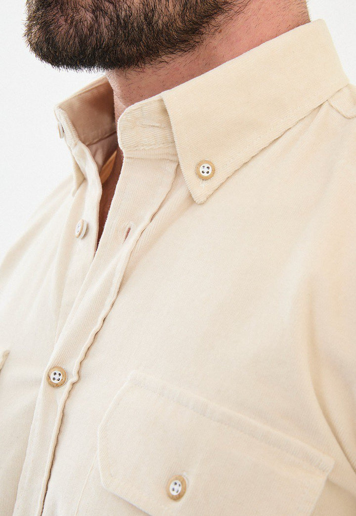 Special Design Slim Fit Beige Shirt