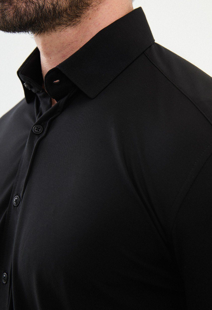 Special Design Slim Fit Black Shirt