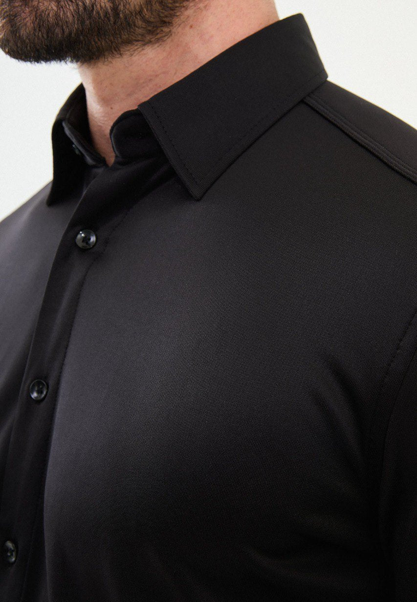 Special Design Slim Fit Black Shirt