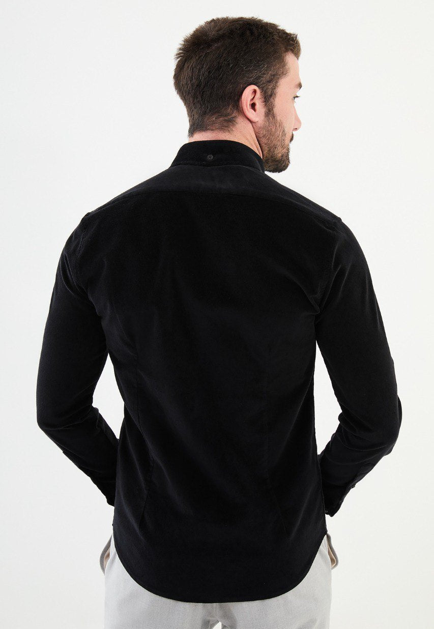 Special Design Slim Fit Black Shirt