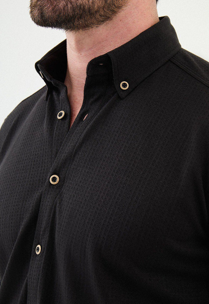 Special Design Slim Fit Black Shirt