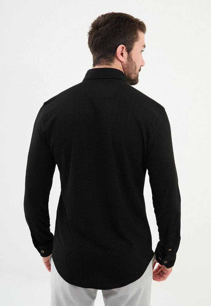 Special Design Slim Fit Black Shirt