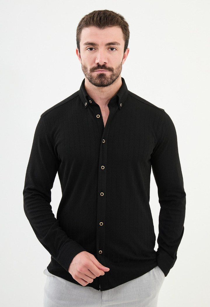 Special Design Slim Fit Black Shirt