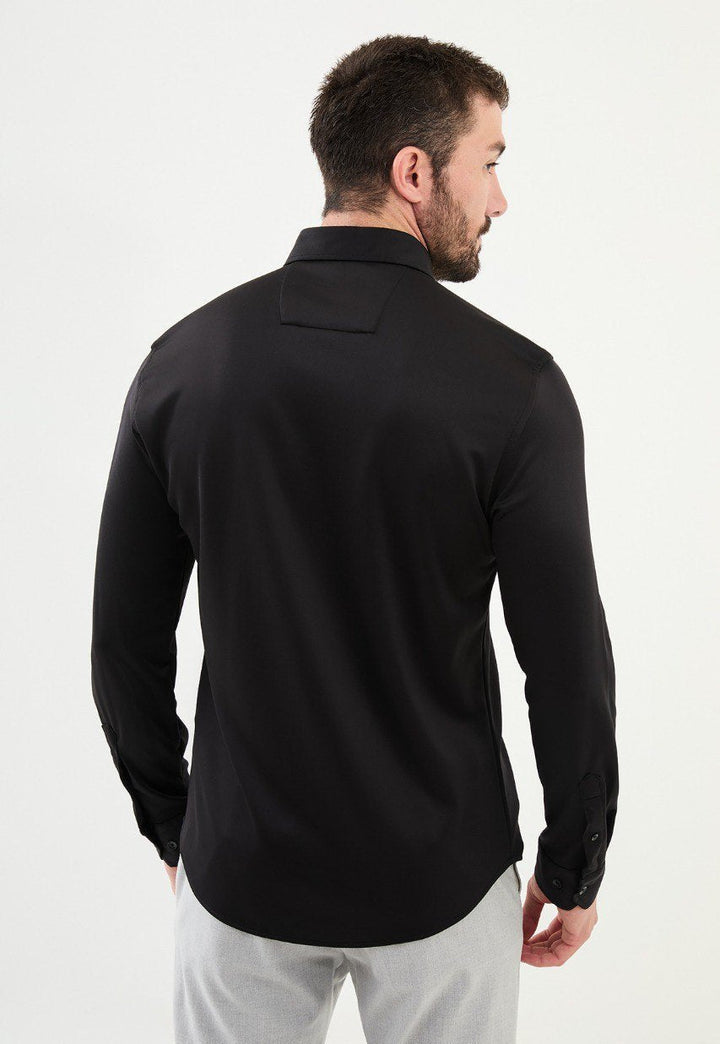 Special Design Slim Fit Black Shirt