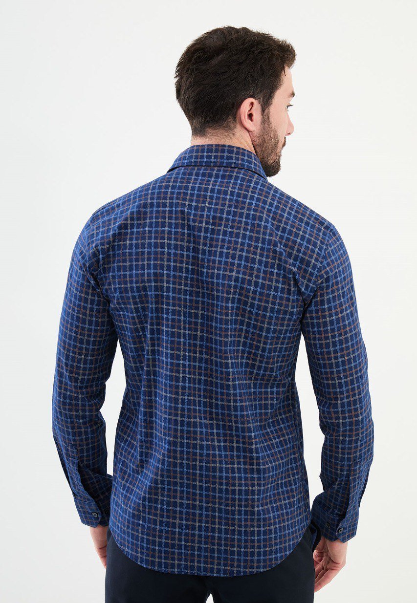 Special Design Slim Fit Blue Shirt