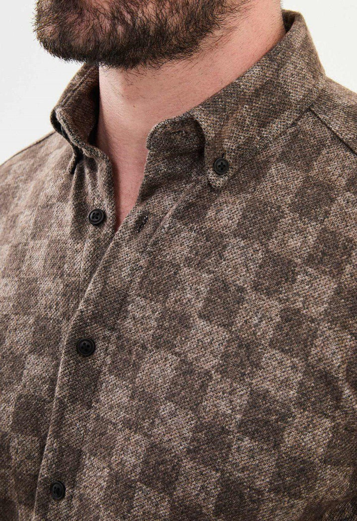 Special Design Slim Fit Brown Shirt