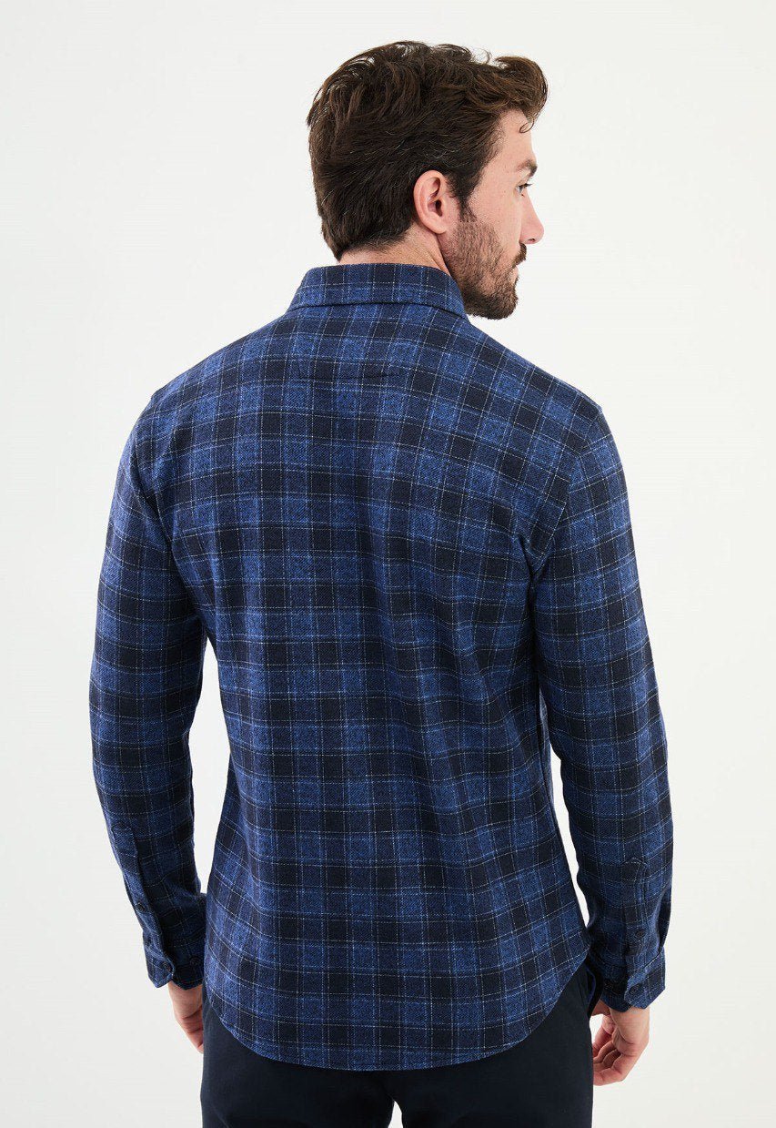 Special Design Slim Fit Dark Blue Shirt