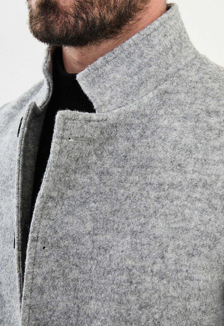 Special Design Slim Fit Gray Coat