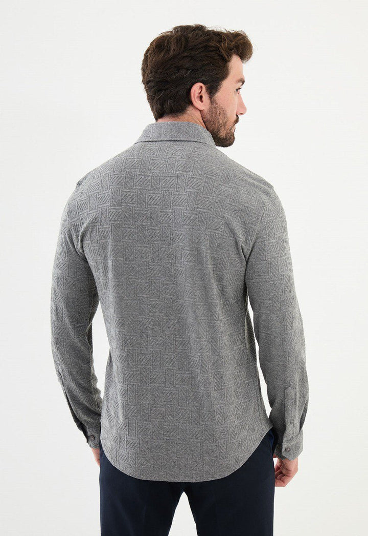 Special Design Slim Fit Gray Shirt