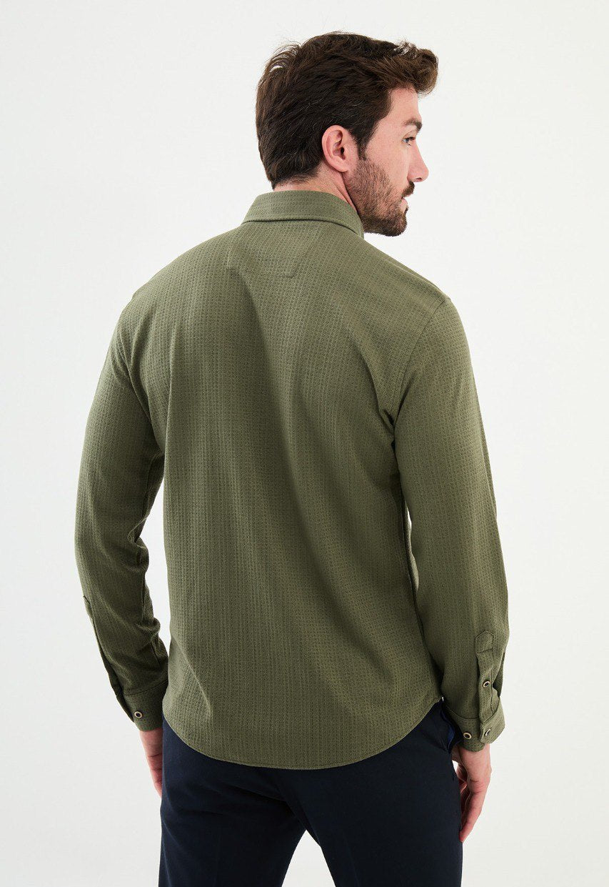 Special Design Slim Fit Khaki Shirt