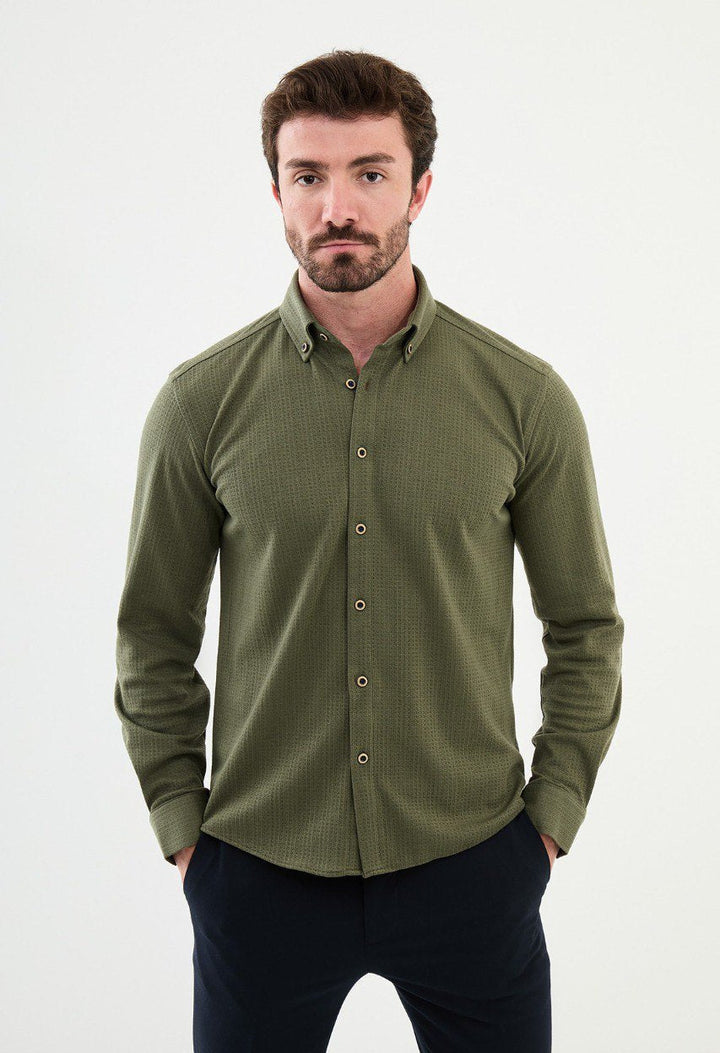 Special Design Slim Fit Khaki Shirt