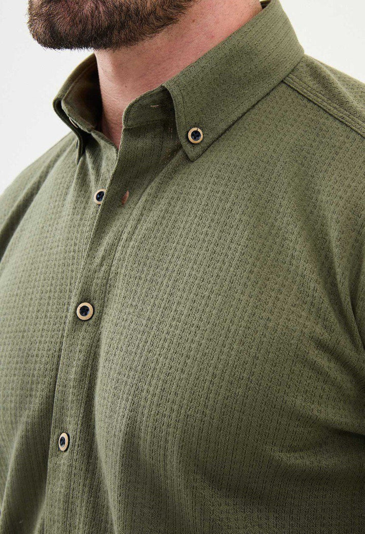 Special Design Slim Fit Khaki Shirt