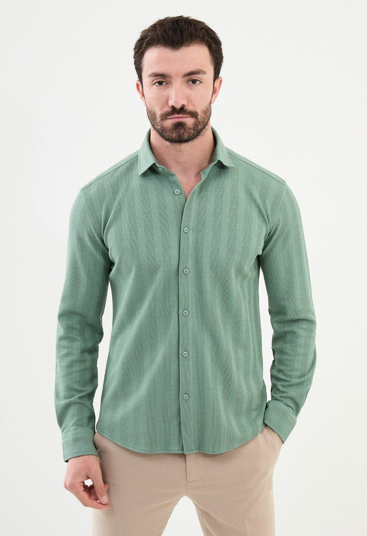 Special Design Slim Fit Mint Green Shirt