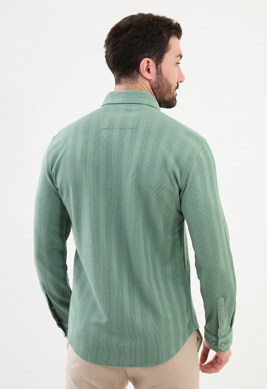 Special Design Slim Fit Mint Green Shirt