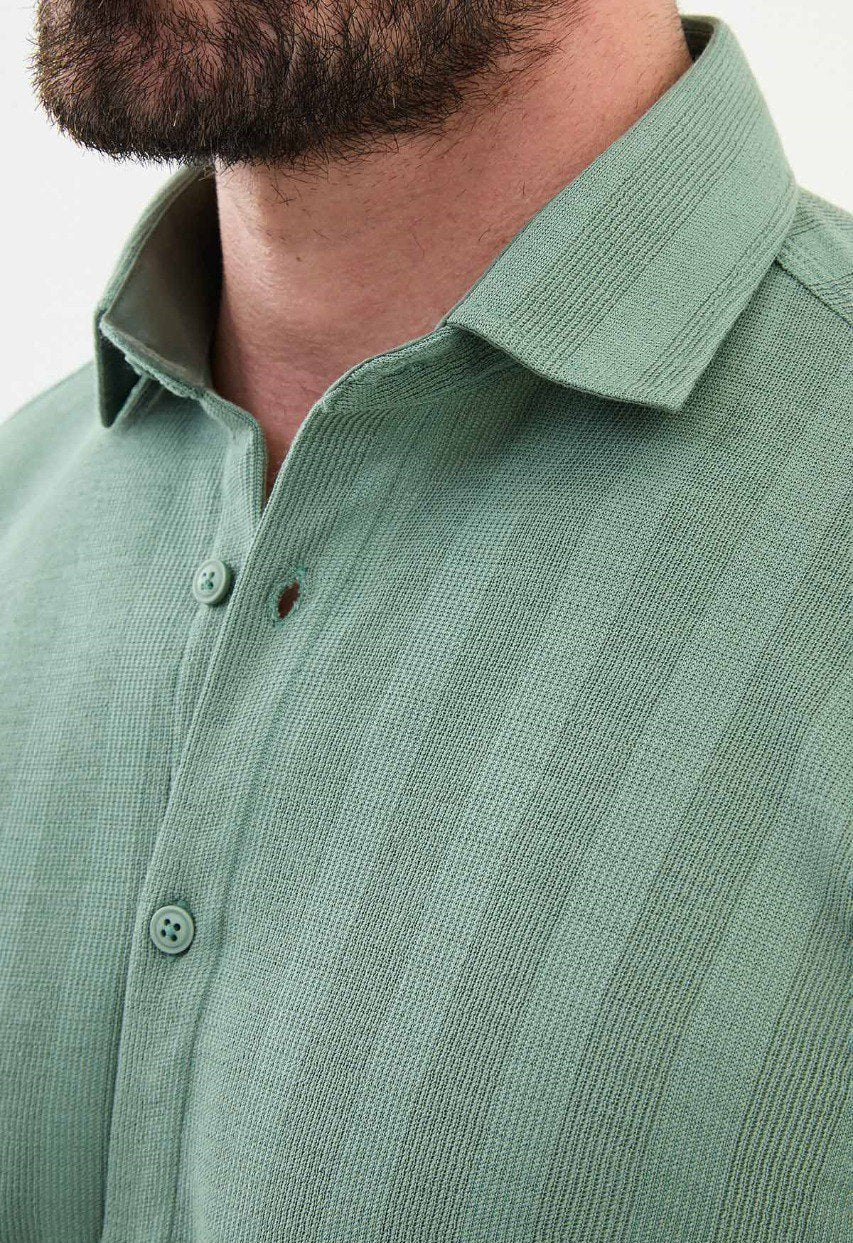 Special Design Slim Fit Mint Green Shirt