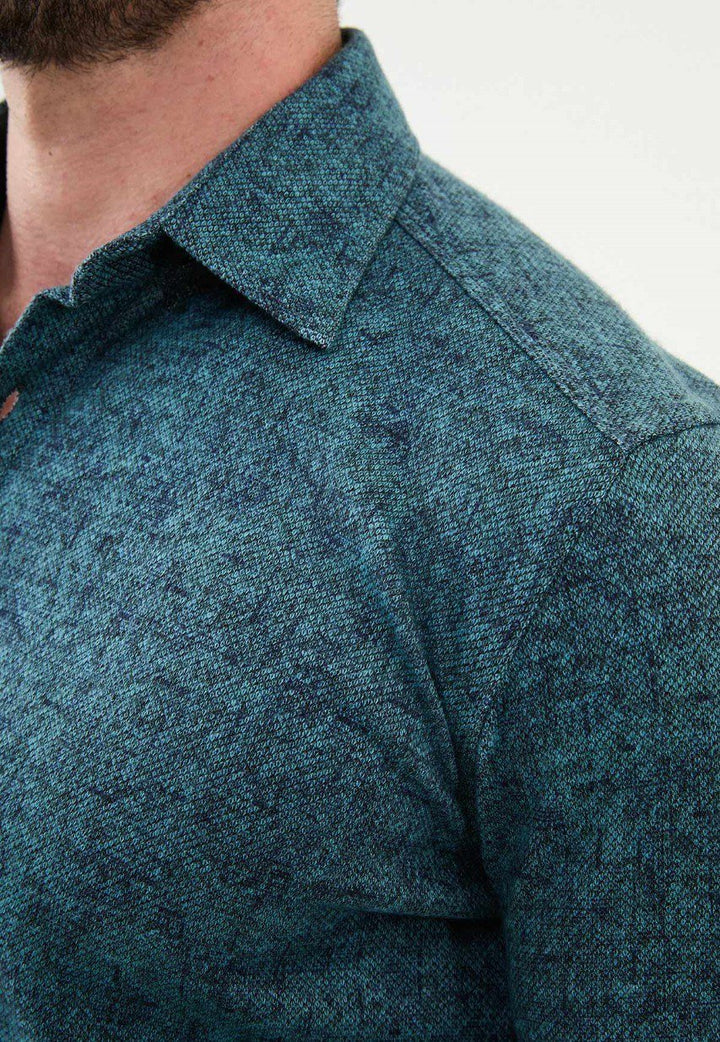 Special Design Slim Fit Mint Green Shirt