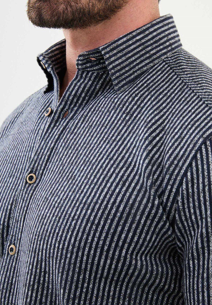 Special Design Slim Fit Navy Blue-Gray Shirt