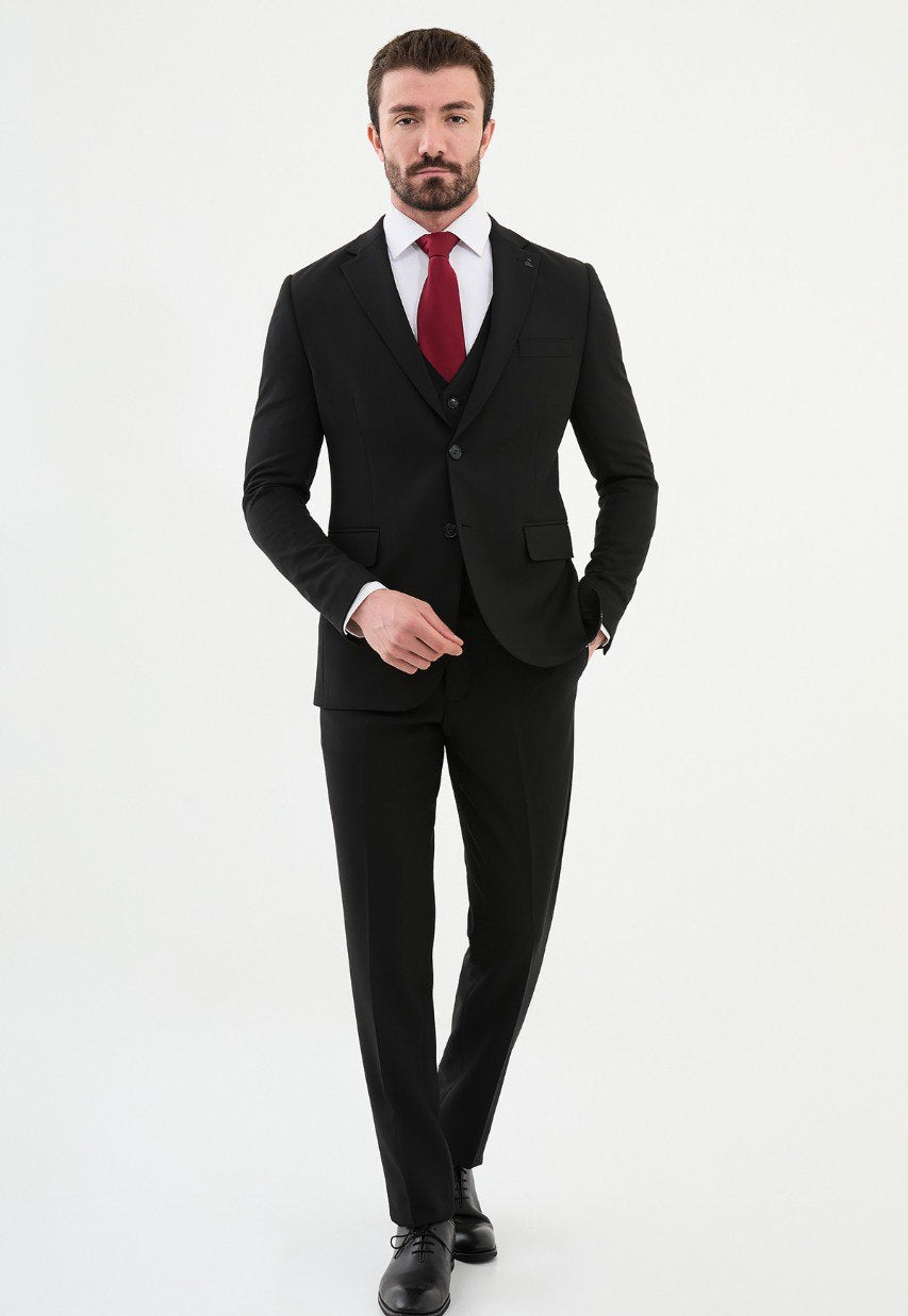 Special Design Slim Fit Suit Black