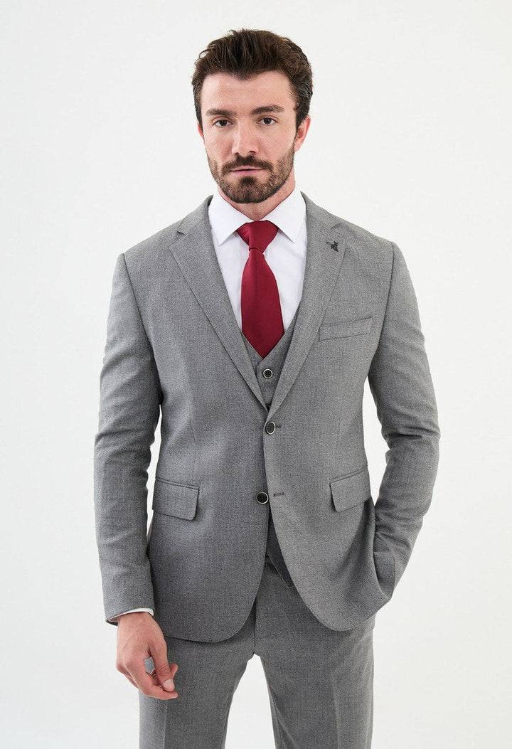 Special Design Slim Fit Suit Gray