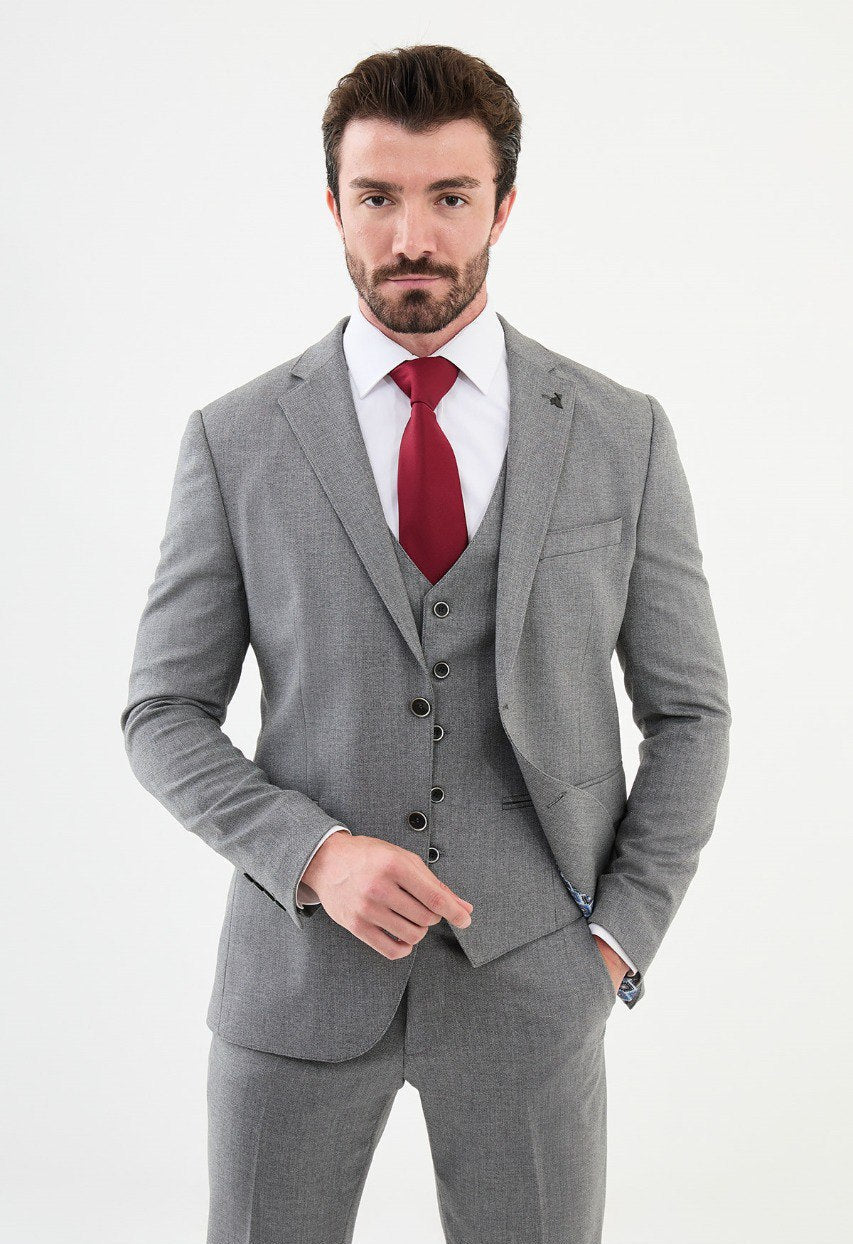 Special Design Slim Fit Suit Gray