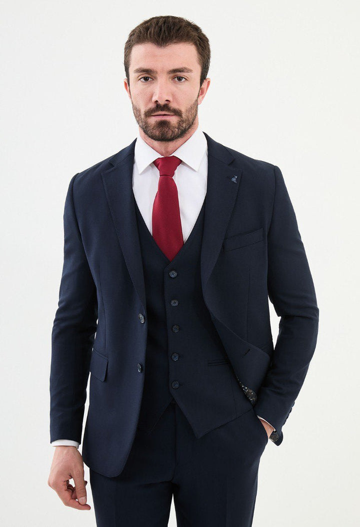 Special Design Slim Fit Suit Navy Blue