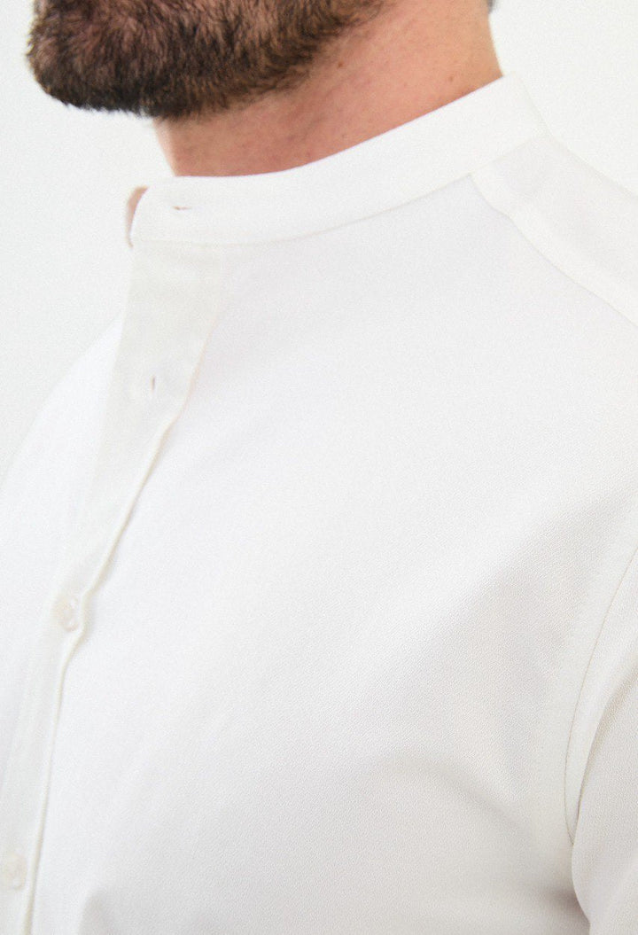 Special Design Slim Fit White-Ecru Shirt