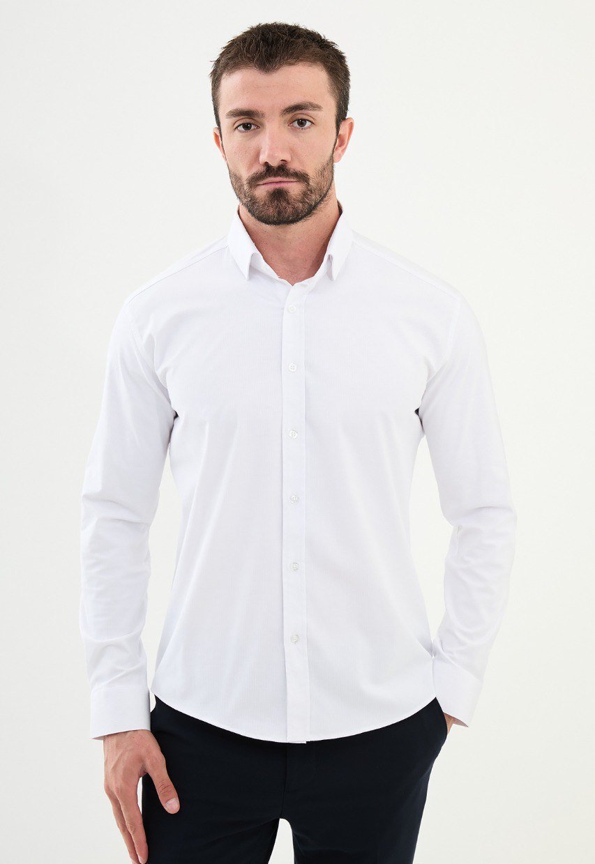 Special Design Slim Fit White Shirt