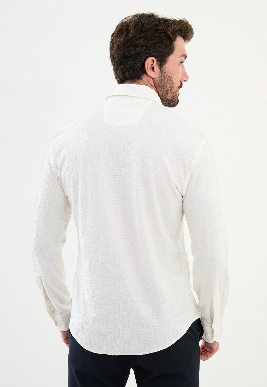 Special Design Slim Fit Whıte Shirt