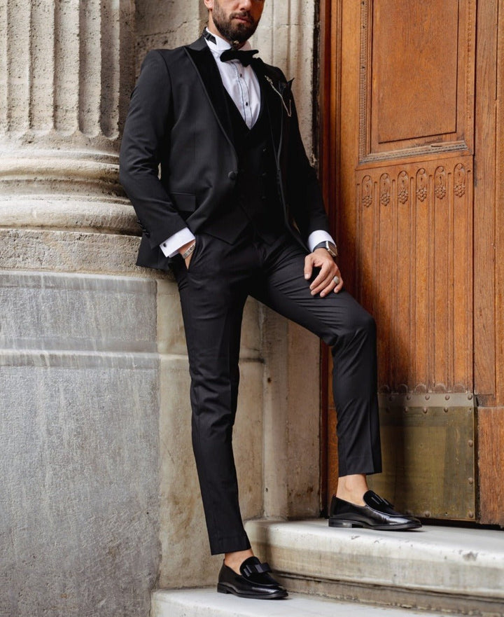 Velvet Collar Tuxedo - Black