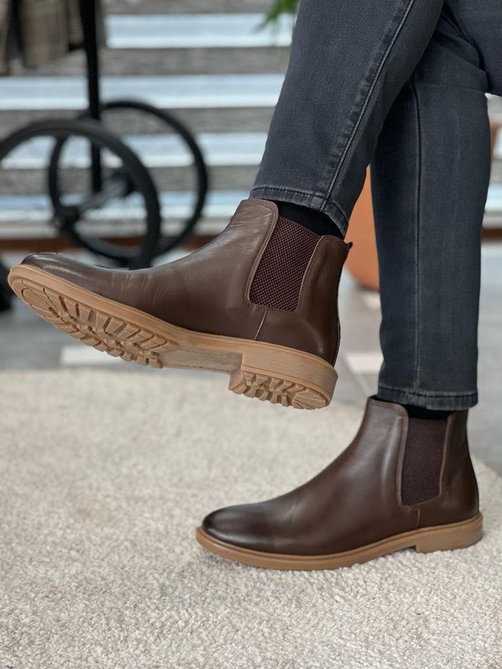Trent Eva Sole Suede Brown Chelsea Boots - MENSTYLEWITH