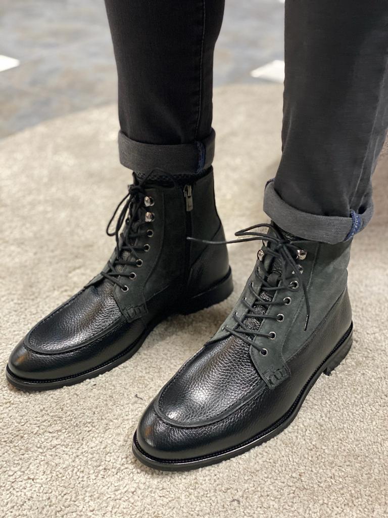 Grant Genuine Black Leather Suede Boots - MENSTYLEWITH