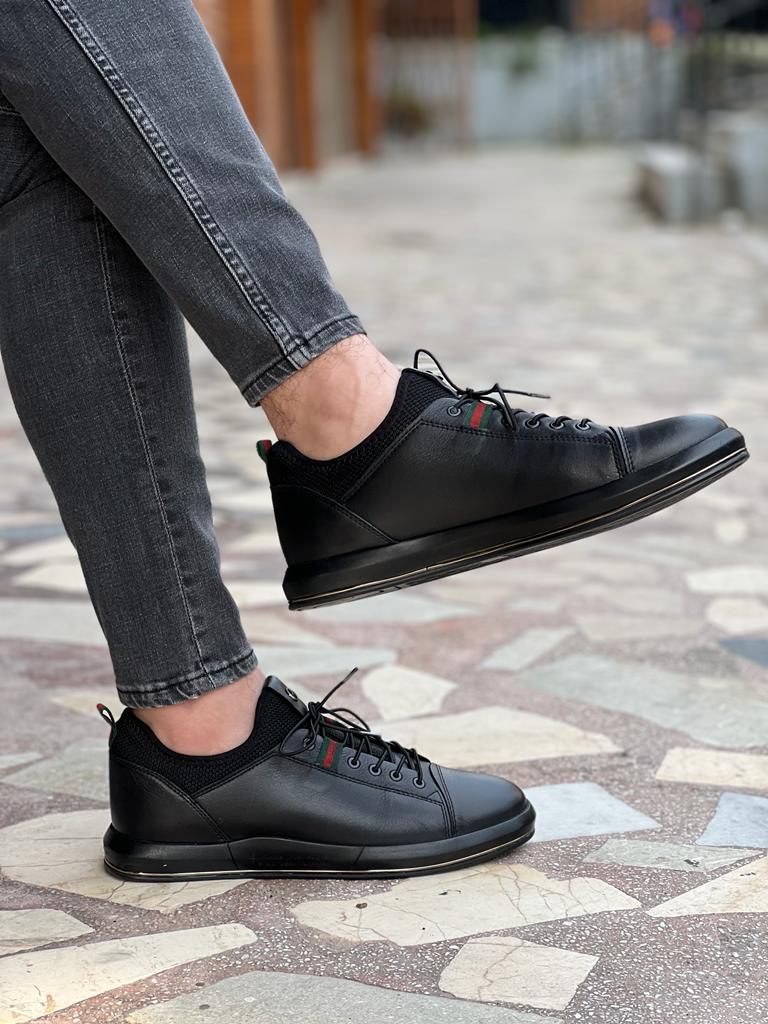 Nate Sole Laced Black Casual Shoes - MENSTYLEWITH