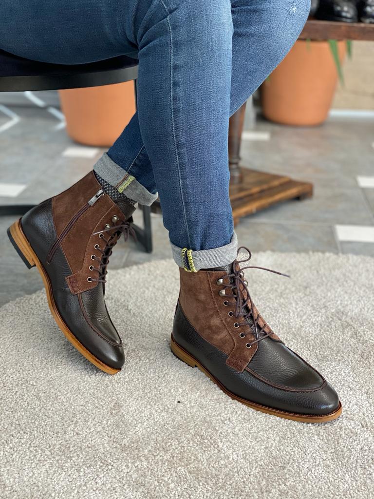 Grant Genuine Leather Brown Suede Boots - MENSTYLEWITH