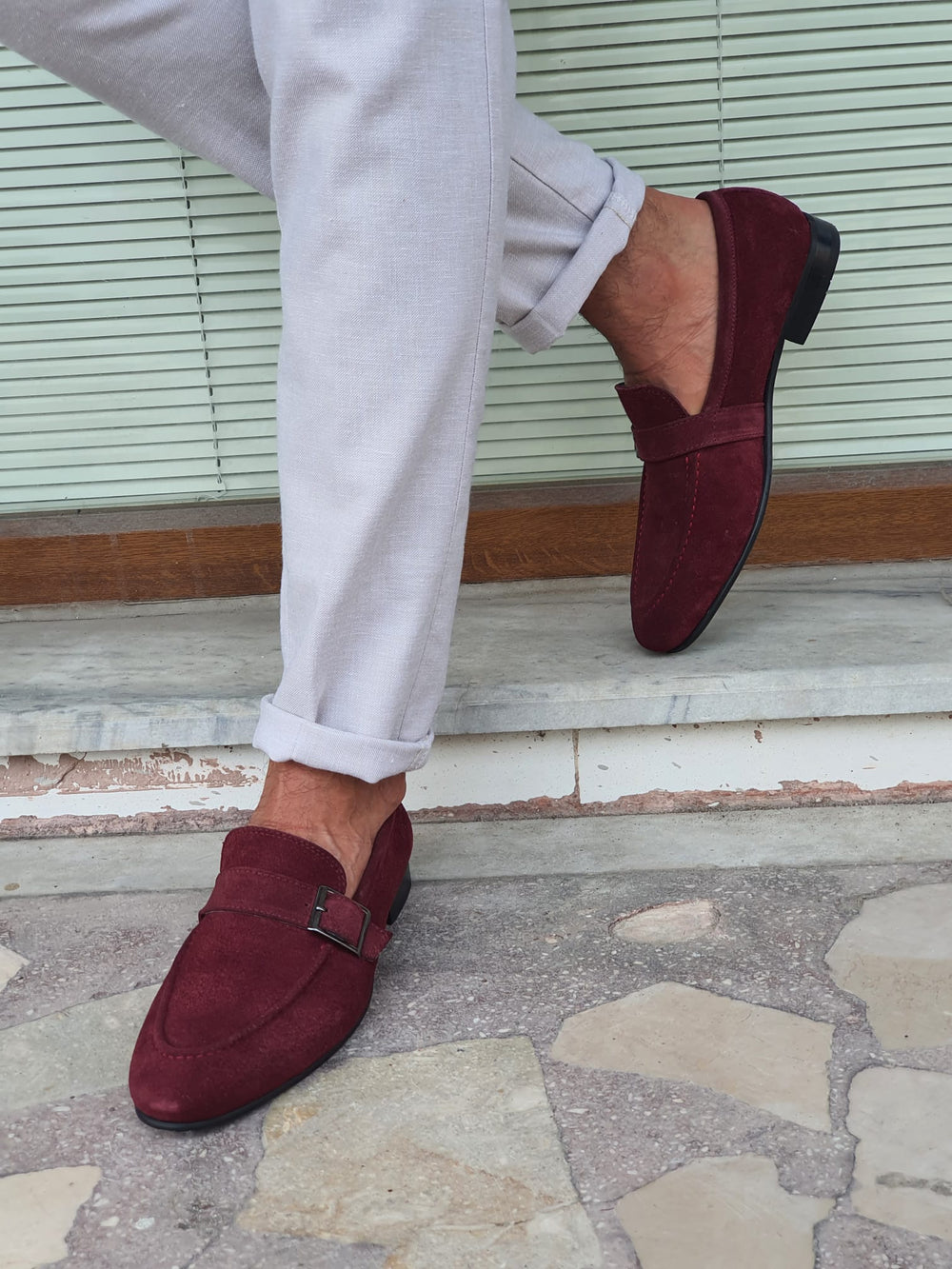 Chase MenStyleWith Neolite Claret Red Suede Leather Shoes - MENSTYLEWITH