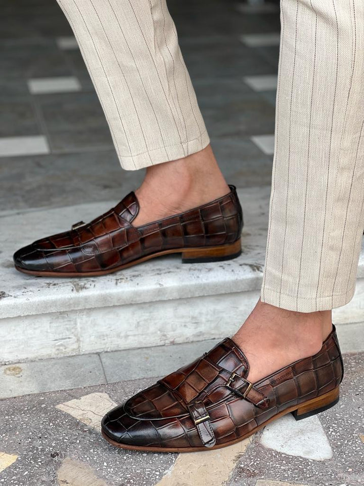 Morrison Croc Loafer with Double Buckle Details - MENSTYLEWITH