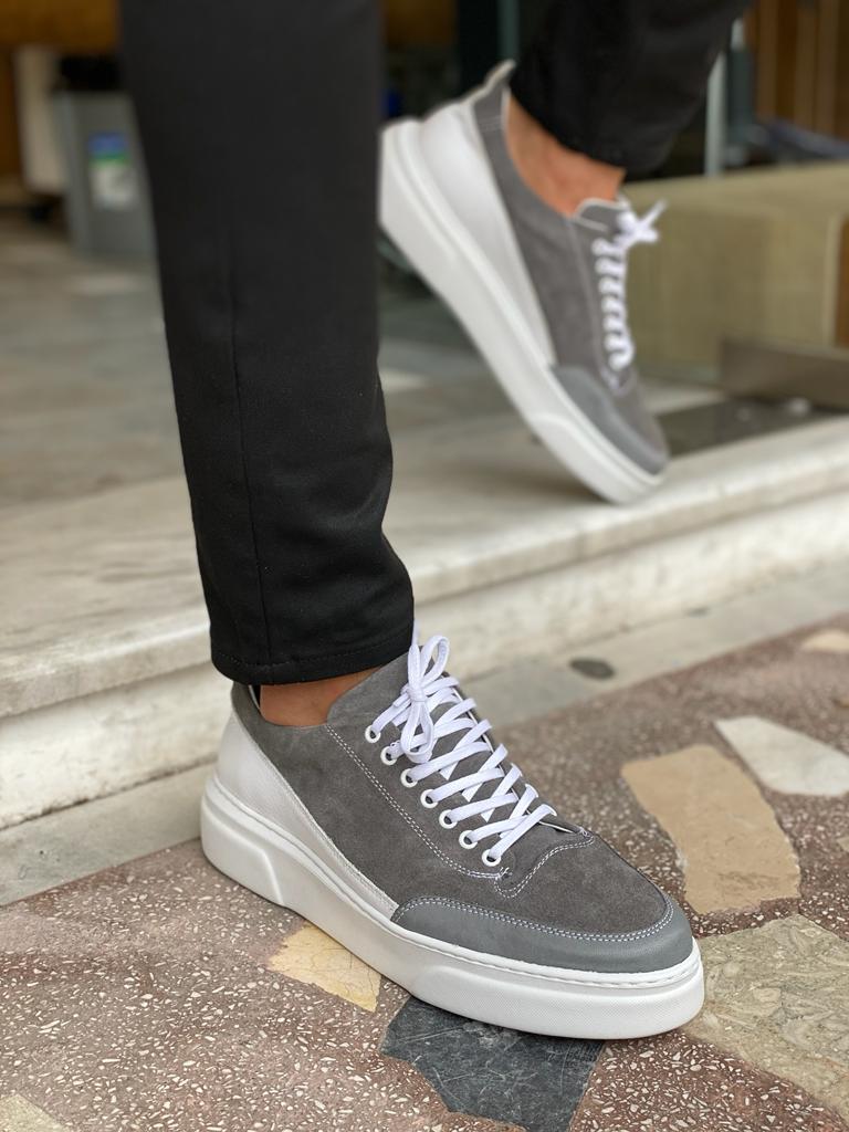 Grant Special Edition Eva Sole Leather Grey Sneakers - MENSTYLEWITH