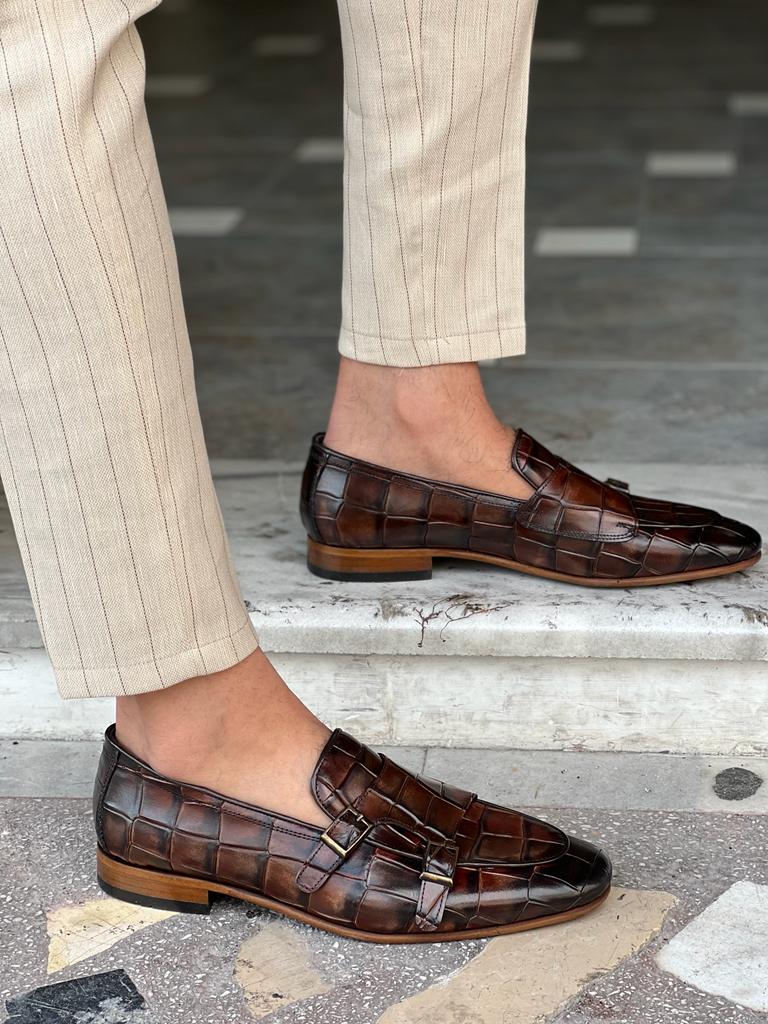 Morrison Croc Loafer with Double Buckle Details - MENSTYLEWITH