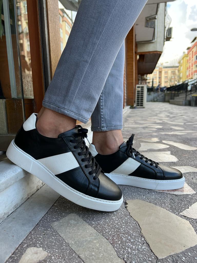 Lars Eva Sole Black Leather Sneakers - MENSTYLEWITH