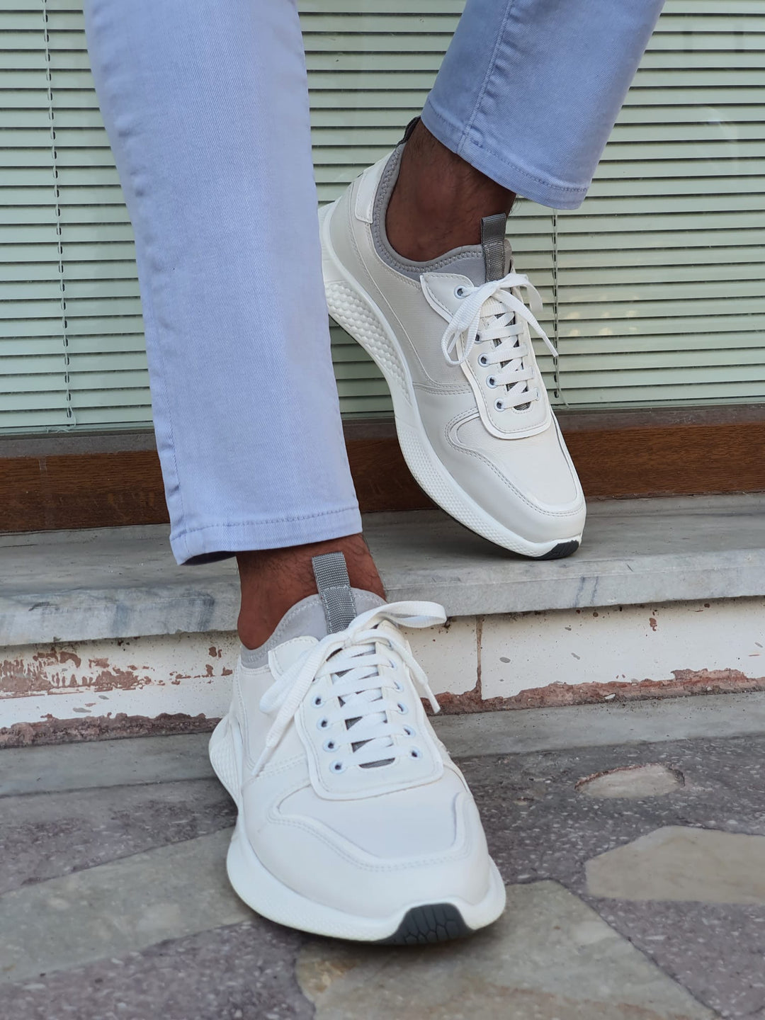 Chase MenStyleWith Eva Sole White Leather Sneakers - MENSTYLEWITH
