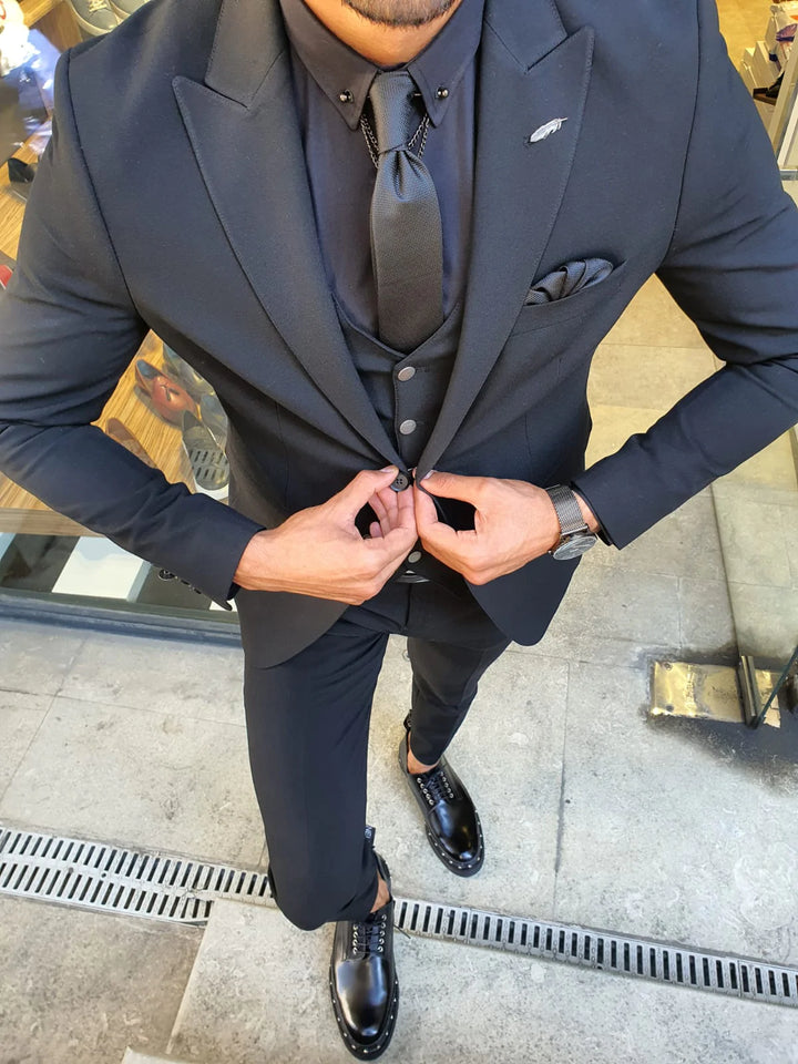 Verno Slim fit BiStretch Black Suit
