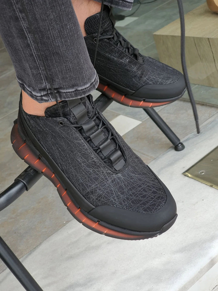 Henry Special Sole Lace Detailed Eva Sole Black Sneakers - MENSTYLEWITH