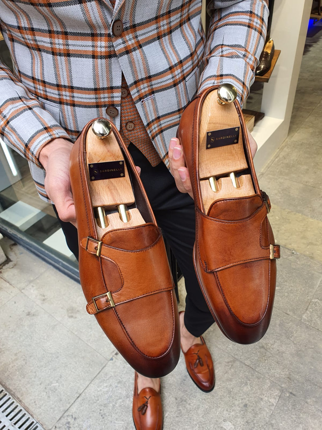Genova Special Edition MenStyleWith Tan Monk Strap Leather Shoes - MENSTYLEWITH