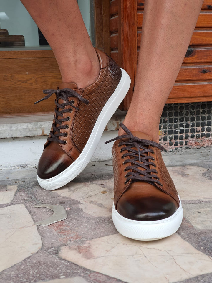 Lucas MenStyleWith Eva Sole Tan Leather Sneakers - MENSTYLEWITH