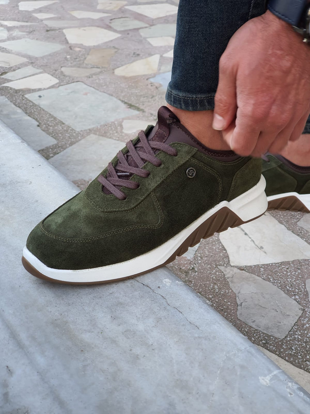 Jason MenStyleWith Eva Sole Suede Laced Green Leather Shoes - MENSTYLEWITH