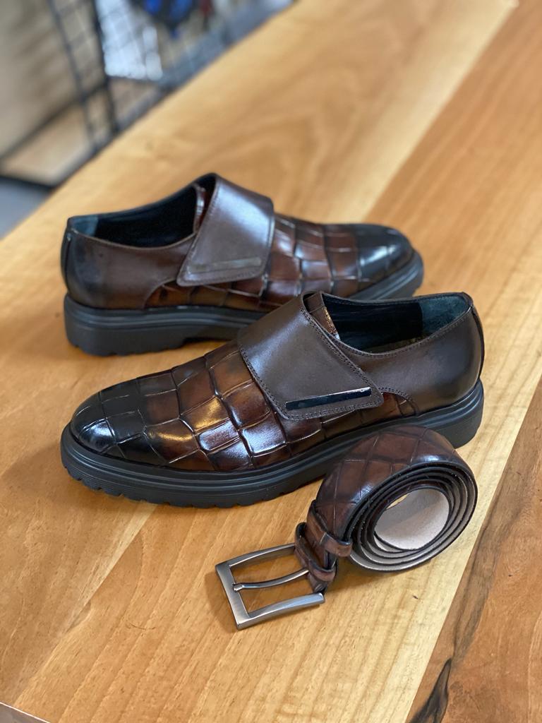 Grant Special Designed Croc Eva Sole Brown Shoes - MENSTYLEWITH
