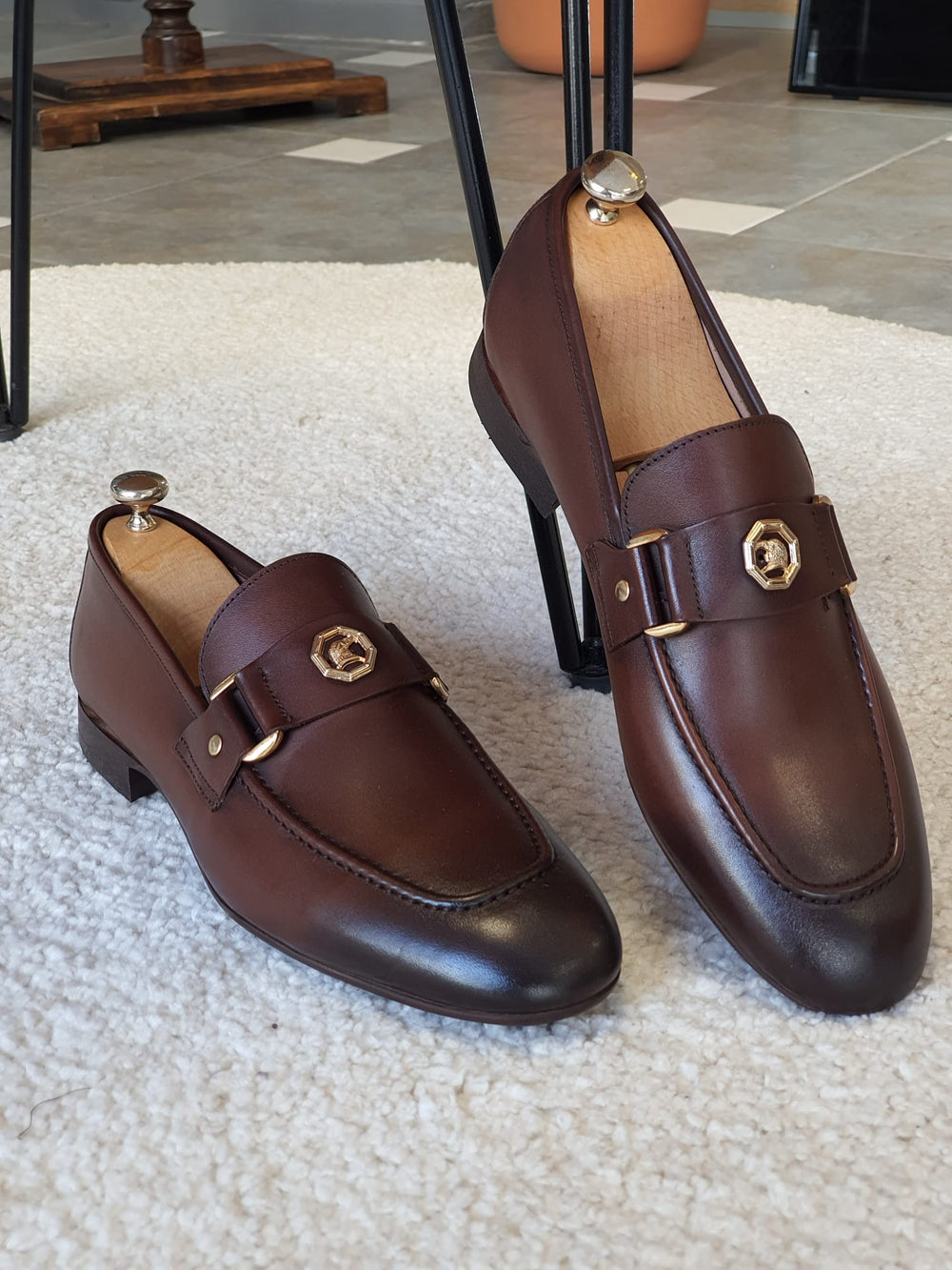 Ross MenStyleWith Inject. Leather Brown Leather Shoes - MENSTYLEWITH