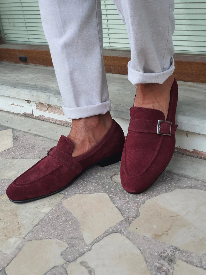 Chase MenStyleWith Neolite Claret Red Suede Leather Shoes - MENSTYLEWITH