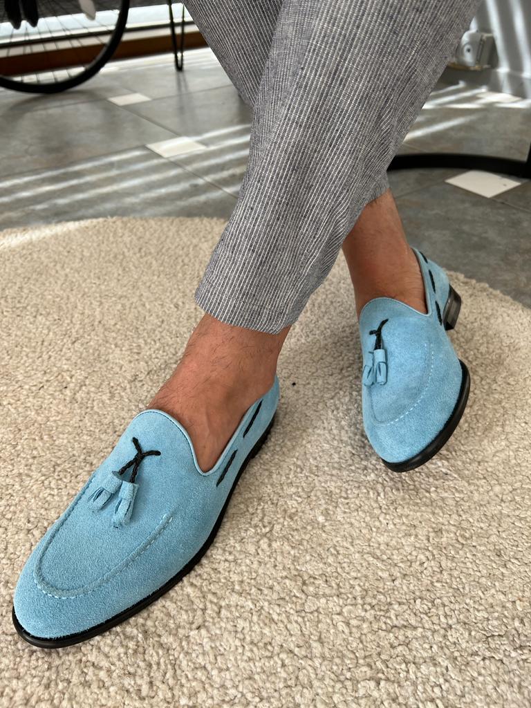 Morrison Double Buckled Blue Suede Loafer - MENSTYLEWITH