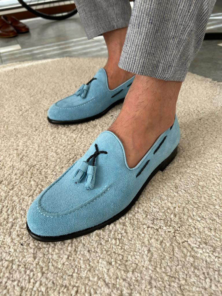 Morrison Double Buckled Blue Suede Loafer - MENSTYLEWITH